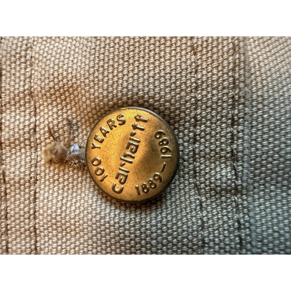Vintage Carhartt USA Chore Coat Blanket Lined Tan Duck Work Jacket 100 Years Vtg - Picture 3 of 16